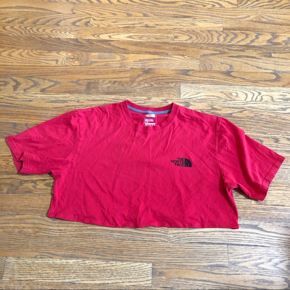 Red North face crop top
